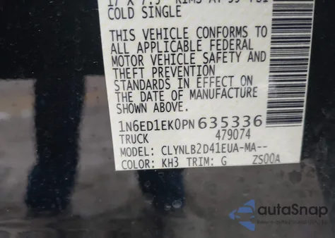 2023 Nissan Frontier Sv 4X4 z USA, uszkodzony, nr VIN 1N6ED1EK0PN635336
